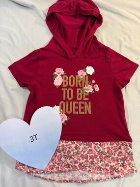 Garanimals - Short sleeve 'Born to Be Queen' Floral Hoodie T-shirt